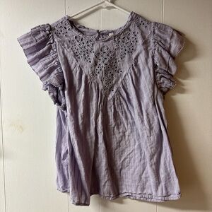 Universal Thread Lilac Eyelet Ruffle Blouse